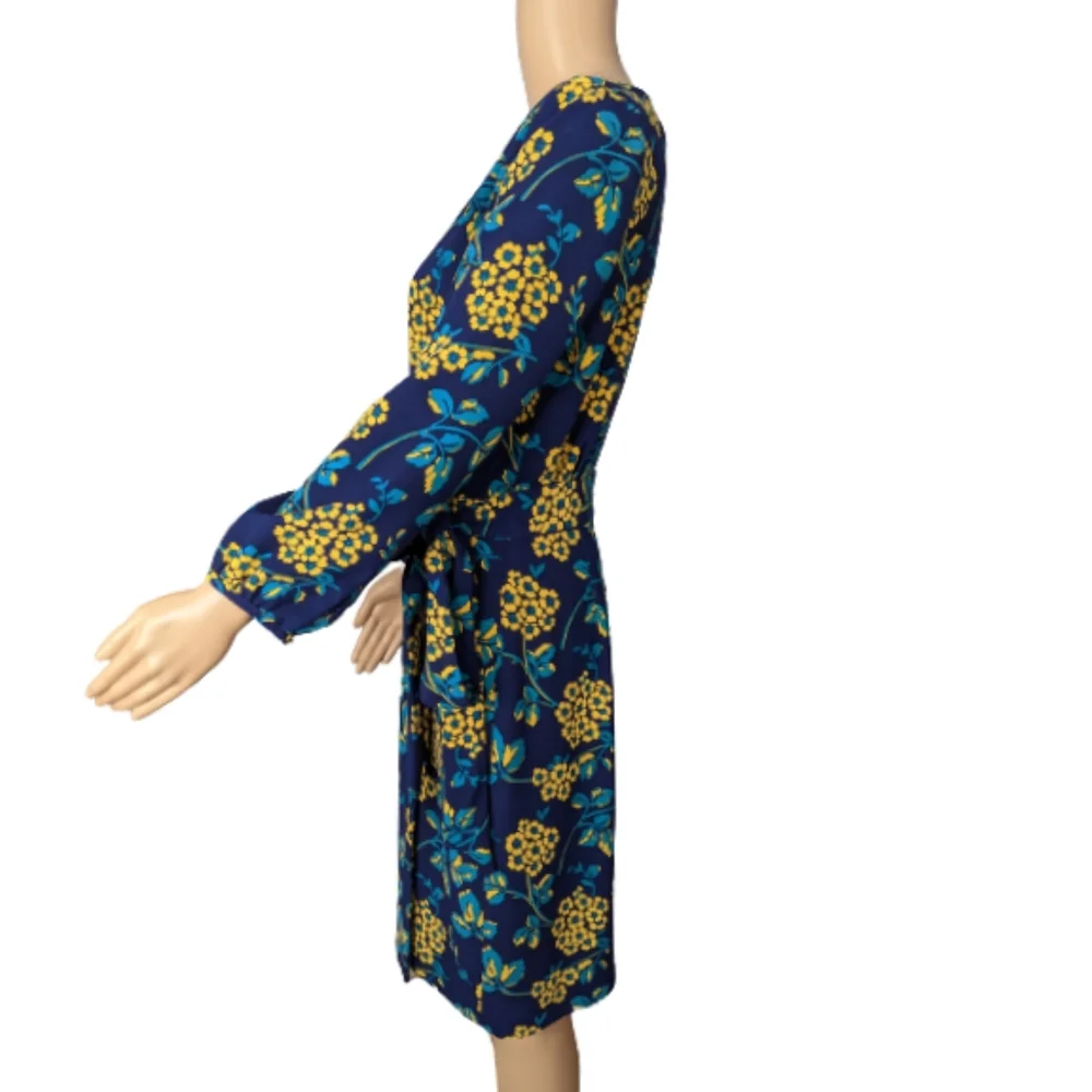 J. Crew Golden Floral 365 Crepe Wrap Dress 4